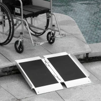 HOMCOM 2' Portable Wheelchair Ramp Aluminum Threshold Mobility Single-fold for Scooter with Carrying Handle(m-8)