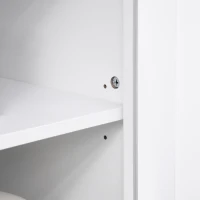 HOMCOM Kitchen Buffet Hutch Wooden Storage Cupboard with Framed Glass Door, Drawer and Microwave Space, White(m-10)