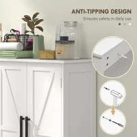 HOMCOM Bathroom Floor Cabinet, Farmhouse Bathroom Storage Cabinet with Adjustable Shelf, White(m-7)
