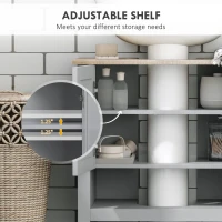 kleankin Pedestal Sink Storage Cabinet, Under Sink Cabinet, Bathroom Vanity Cabinet with Adjustable Shelf and Open Bottom Shelf, Gray(m-5)