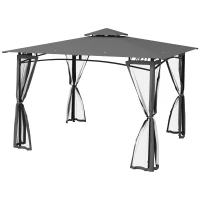 Outsunny 10' x 12' Outdoor Gazebo with Nettings, Patio Gazebo Canopy for Patio Garden Backyard Deck, Dark Grey(m-2)