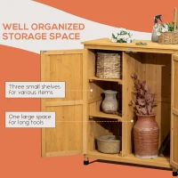 Outsunny Outdoor Storage Cabinet & Potting Table, Wooden Gardening Bench with Patio Cabinet and Magnetic Doors(m-5)