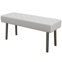 HOMCOM End of Bed Ottoman Bench, 39.4" Faux Leather Upholstered Entryway Bench with Metal Legs and Padded Seat, Gray(m-1)