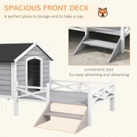 PawHut Small/Medium Dog House with Porch, Gray(m-5)