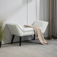 HOMCOM Modern Upholstered Bench, End of Bed Bench for Bedroom, Hallway Bench with Arms and Nailhead Trim