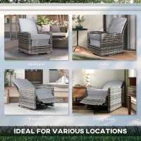 Outsunny Outdoor Wicker Swivel Recliner Chair, Reclining Backrest, Lifting Footrest, 360° Rotating Basic, Water Resistant Cushions for Patio, Gray(m-7)