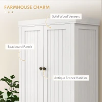 HOMCOM 72" Kitchen Cabinet, Kitchen Pantry Cabinet with 4 Doors, 2 Adjustable Shelves and Drawer, Distressed White(m-4)