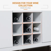 HOMCOM Coffee Bar Cabinet 9-Bottle Wine Rack, Sideboard Buffet Cabinet, Wine Cabinet with Drawers and Adjustable Shelves, Natural and White(m-5)
