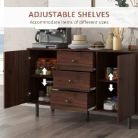 HOMCOM Retro Sideboard with 2 Cabinets 3 Drawers, Buffet Table, Rustic Brown(m-5)