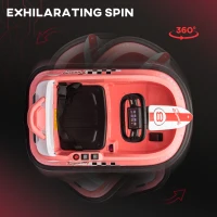 Aosom Kids Bumper Car, 6V 360° Rotation Electric Ride on Car, Twin Motors Battery Powered Toy with Music, Horn and Lights, Safety Belt, for Boys and Girls Aged 18-48 Months - Pink(m-4)