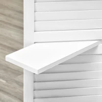 HOMCOM 4 Panel 67" Tall Wood Privacy Screen Room Divider with 3 Shelves and Folding Storage for Bedroom, White(m-8)