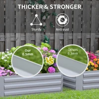 Outsunny 39" x 39" x 12" Set of 2 Raised Garden Bed, Elevated Planter Box with Galvanized Steel Frame for Growing Flowers, Herbs, Succulents, Grey(m-6)