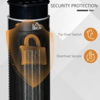 HOMCOM 2-In-1 Tower Heater, Indoor Electric Space Heater with Oscillation, Remote Control, 8H Timer, Three Heating Modes(High, Low, Fan), 750W/1500W(m-6)