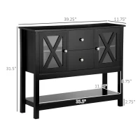 HOMCOM Sideboard Buffet Cabinet, Coffee Bar Cabinet with Storage Drawers and Glass Door for Kitchen, Living Room, Entryway, Black(m-3)