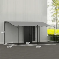 Outsunny 10' x 16' Wall-Mounted Outdoor Pergola Canopy, Metal Patio Canopy with Drainage Holes for Backyard Garden, Dark Gray(m-3)