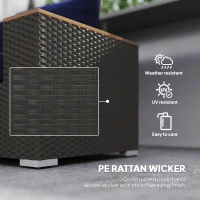 Outsunny 3-Seat Outdoor Patio Sofa with Cushions, PE Rattan Wicker Sofa with Wide Armrests, Outdoor Wicker Couch, Navy Blue(m-5)