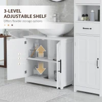 HOMCOM Farmhouse Pedestal Sink Storage Cabinet, Bathroom Sink Cabinet with 2 Barn Doors and Adjustable Shelf, White(m-6)