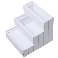 PawHut Pet Steps 3-Step Dog Stairs for Small Dogs Cats and Wooden Ramp with Storage Box Carpet Tread, White(m-8)