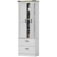 HOMCOM 67" Tall Kitchen Pantry Storage Cabinet, Kitchen Pantry Cabinet with Doors, Drawers and Adjustable Shelves, Cream White(m-2)