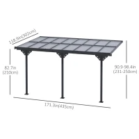 Outsunny Outdoor Pergola with Adjustable Height, 14ft x 10ft Outdoor Hardtop Pergola Gazebo, Restaurants & Homes, Grey(m-3)