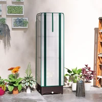 Outsunny Garden Bed with Trellis, Outdoor Plant Box with PE Cover, Drainage Holes and Zipper Door, 15.7" x 15.7" x 48.8", Brown(m-8)