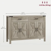 HOMCOM Sideboard Buffet Cabinet, Farmhouse Kitchen Storage Cabinet w/ 2 Drawers and Shelves for Living Room, Entryway(m-3)
