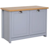 HOMCOM Shoe Cabinet with Double Doors, Shoe Storage Cabinet with 4 Compartments for Hallway, Entryway, Grey(m-2)