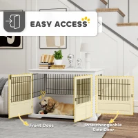 PawHut 43" Dog Crate Furniture with 3 Doors, Removable Tray, for Extra Large Medium Small Dogs, Indoor Use, White(m-6)