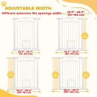 PawHut Dog Gate, Walk Through Pet Gate w/ Small Pet Door, Auto Close, for Doorways, House, Stair, 30"-41" W x 38" H(m-5)