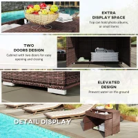 Outsunny Outdoor Storage Cabinet, Waterproof PE Rattan Cabinet with Drawer for Indoor, Outdoor Swimming Pool, Mixed Brown(m-6)
