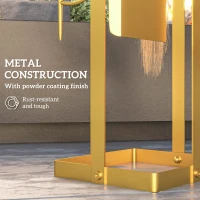 Outsunny 5 Piece Metal Fireplace Tools Set with Brush Broom, Poker, Shovel, Tongs, and Stand for Indoor or Outdoor, Gold(m-5)