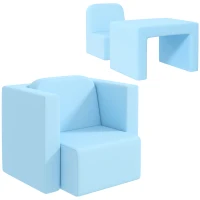 Qaba 2-in-1 Convertible Table and Chair Set for Boys Girls for Boys Girls, Light Blue(m-11)