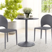 HOMCOM Modern Kitchen Table for 2 People, Round Dining Table with Steel Base for Living Room, Dining Room, Grey(m-8)