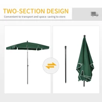 Outsunny 6.5x4ft Rectangle Patio Umbrella Aluminum Tilt Adjustable Garden Parasol Sun Shade Outdoor Canopy Green(m-5)