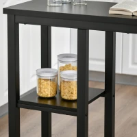 HOMCOM Modern Bar Table, Pub Table, Accent Console Table with Side Storage Shelf & Metal Frame, Black(m-9)