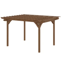 Outsunny 12' x 10' Outdoor Pergola, Wood Grape Gazebo for Climbing Plant Support, Garden, Patio, Backyard, Deck, Brown(m-11)