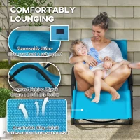 Outsunny UV Water Resistant Rocking Chair for Sunbathing, Lawn, Garden or Pool, Light Blue(m-6)