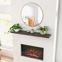 HOMCOM 48" Fireplace Mantel, Fir Wood Floating Shelf, Wall Mounted, Walnut Brown(m-9)
