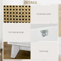 HOMCOM Bedside Table with Rattan Element, Side End Table with Drawer and Shelf, 17.7"x15.4"x22.2", White(m-6)