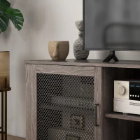 HOMCOM Industrial TV Cabinet Stand for TVs up to 65", Entertainment Center with Mesh Doors and  Shelves for Living Room, Brown(m-9)