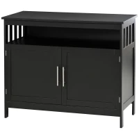 HOMCOM Kitchen Sideboard, Buffet Cabinet, Wooden Storage Console Table with 2-Level Cabinet and Open Shelf, Black(m-11)