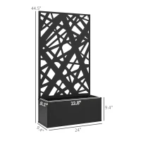 Outsunny Metal Planter Box Raised Garden Bed with Decorative Privacy Screen, Wall-mounted or Freestanding, 24" x 9.1" x 44.5"(m-3)