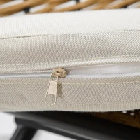 Outsunny 3 Piece Patio Set, Outdoor Bistro Furniture, PE Rattan Wicker Table and Chairs, Cushioned, Barrel Style, Cream White(m-9)