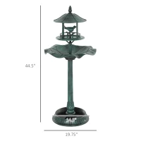 Outsunny 3-in-1 Garden Bird Bath Bowl Pedestal with Bird Feeder, Large Water Basin, Underneath Flower Planter, Green(m-3)