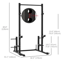 Soozier Heavy Duty Multi-Function Power Tower Exercise Workout Station Strength Training w/ Stand Rod for Home Gym(m-3)