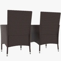 Outsunny 2 PCS Rattan Wicker Dining Chairs with Cushions and Anti-Slip Foot, Patio Stackable Chairs Set for Backyard, Garden, Lawn, Dark Coffee(m-9)