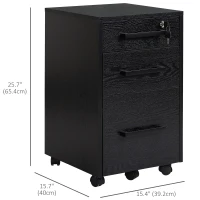HOMCOM Lockable Vertical File Cabinet with Lock, 3 Drawer Filing Cabinet with Hanging Bars for Letter and A4 Size, Black(m-3)