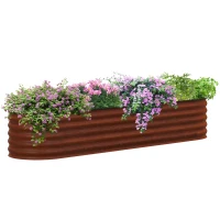 Outsunny 7.9' x 2' x 1.4' Galvanized Raised Garden Bed Kit, Metal Planter Box with Safety Edging, Brown(m-11)