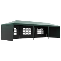 Outsunny 10' x 29' Canopy Tent, Party Tent with Sidewalls and Large Transparent Windows for Garden, Backyard, Outdoor, Green(m-11)