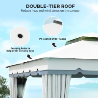 Outsunny 10' x 12' Double Roof Patio Gazebo Canopy, Outdoor Gazebo Shelter with Netting & Curtains, for Garden, Lawn and Deck(m-4)